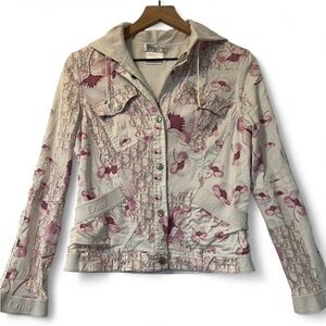 Christian Dior Boutique Paris Y2K Cherry Blossom Monogram Hooded Jacket US 6